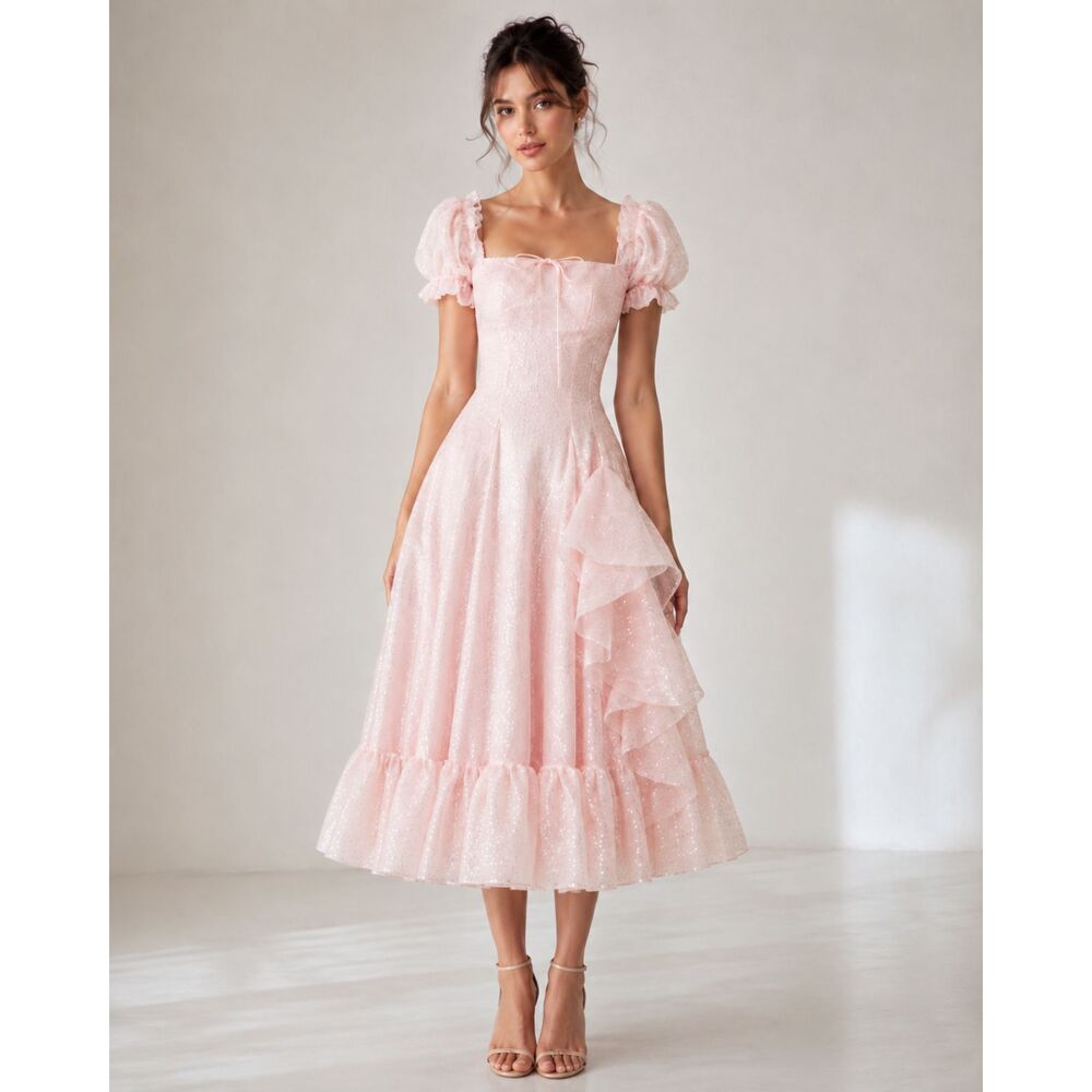 Selkie Sparkling Foxglove Pink Sequin Midi Dress NWT Size S